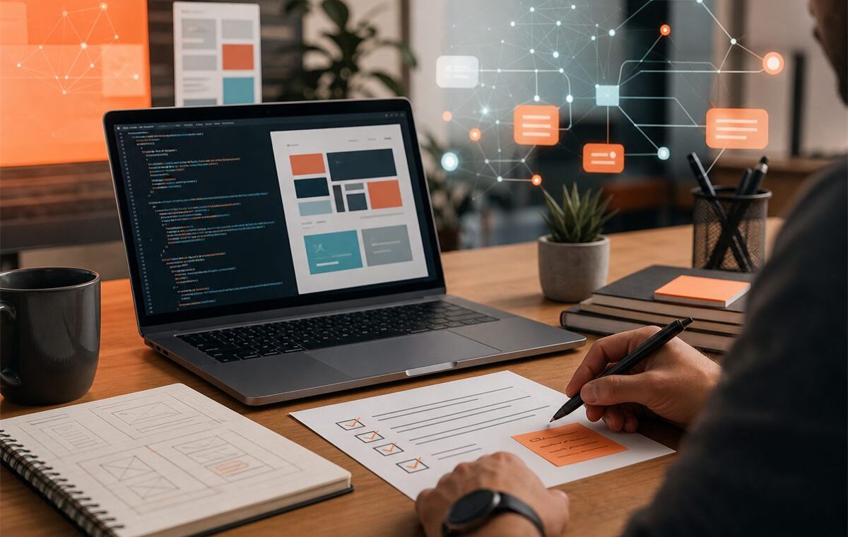 Produção web com apoio de IA, revisão humana e checklist de qualidade